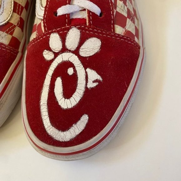 Custom Chik-fil-A Vans Old Skool Primary Checkerboard Red White size 10 - Picture 3 of 10